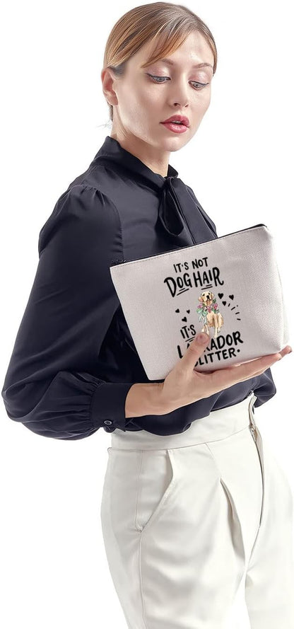 Labrador Dog Cosmetic Bag It'S Not Dog Hair It'S Labrador Glitter Makeup Bag with Zipper Labrador Mama Mom Survival Kit (Labrador Glitter)