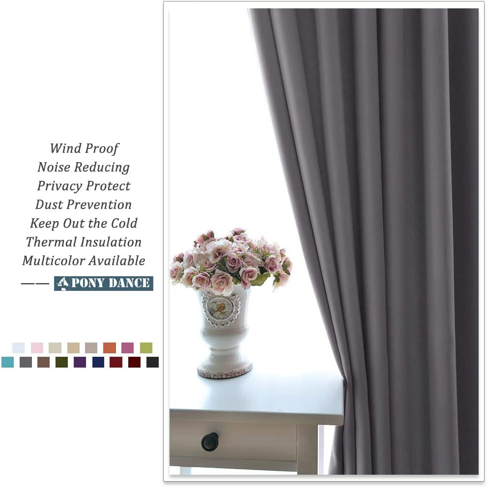 Grey Blackout Curtains 54 Inch Drop for Bedroom Eyelet Thermal Insulated Curtains & Drapes Short Room Darkening Drapes for Window Treatment Living Room/Kitchen, 2 Panels, W52 X L54, Gray