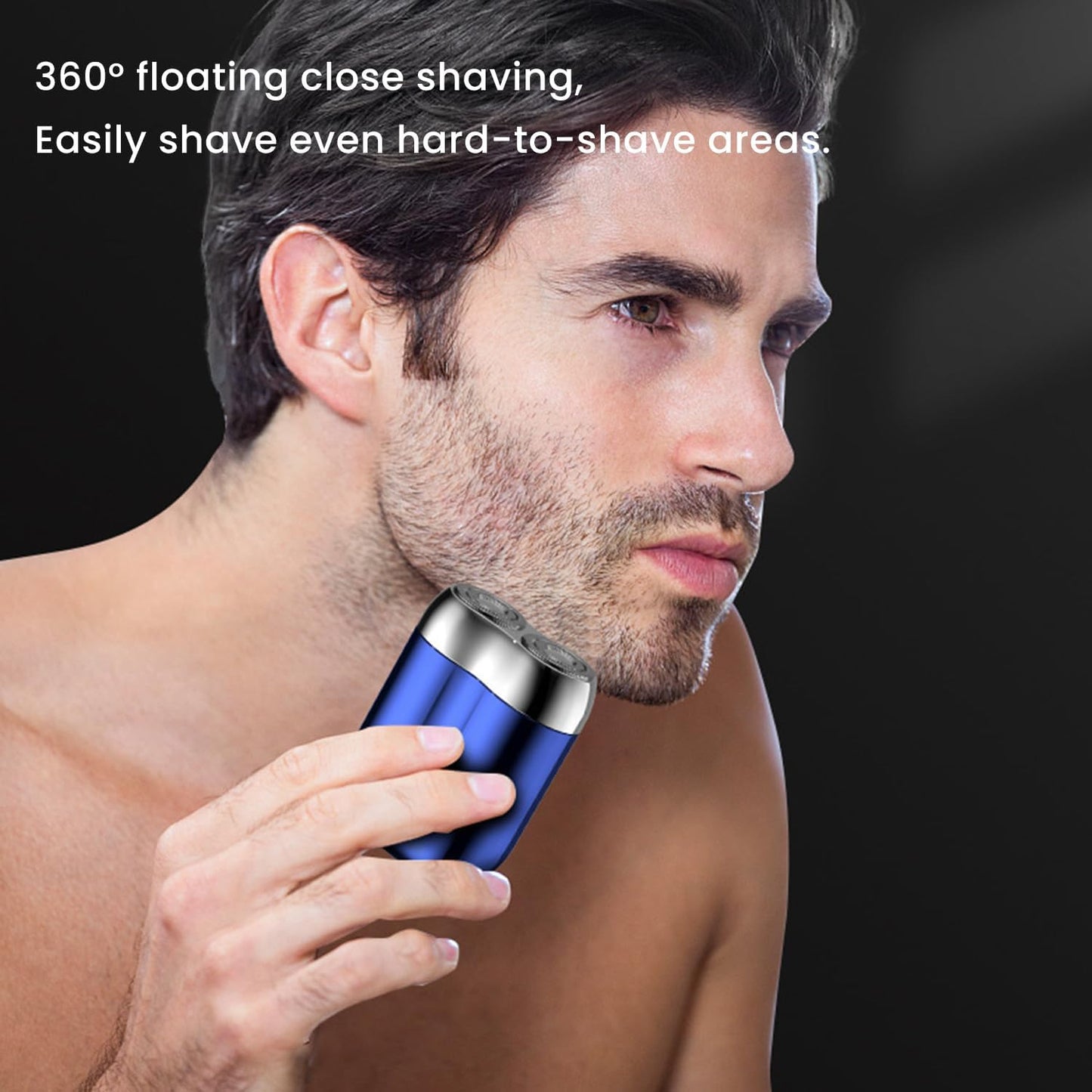Electric Razor for Men, Mini Portable Electric Shaver, Rechargeable Waterproof Compact Electric Shaver, Double Head Razor, Head Shavers for Men, Pocket Shaver USB Mini Shavers for Home Travel (Blue)