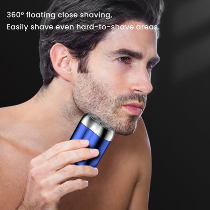 Electric Razor for Men, Mini Portable Electric Shaver, Rechargeable Waterproof Compact Electric Shaver, Double Head Razor, Head Shavers for Men, Pocket Shaver USB Mini Shavers for Home Travel (Blue)