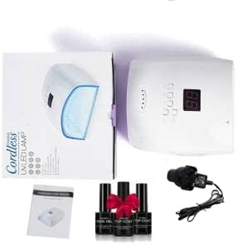 UV Led Nail Lamp Rechargeable, Cordless 66W Nail Dryers for Gel and Regular Polish, Nail Polish Curing Gel Led Dryer with 5 Timer Setting, Automatic Sensor, LCD Display, White