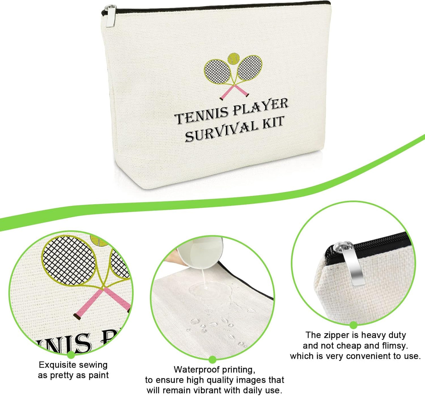 Tennis Player Gift for Women Makeup Bag Tennis Lover Gift for Girl Coach Team Mum Cosmetic Bag Christmas Graduation Present for Her Friend Travel Cosmetic Pouch Inspirational Birthday Present