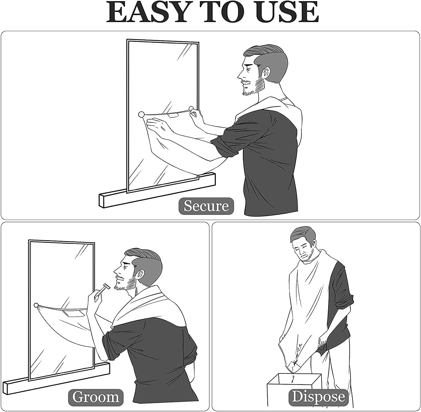 Beard Bib Apron, Shaving Beard Catcher with Suction Cups - Hair Clippings Catcher & Grooming Cape Apron for Men Dad Father Husband, Beard Trimmer Catcher Men'S Birthday Gift