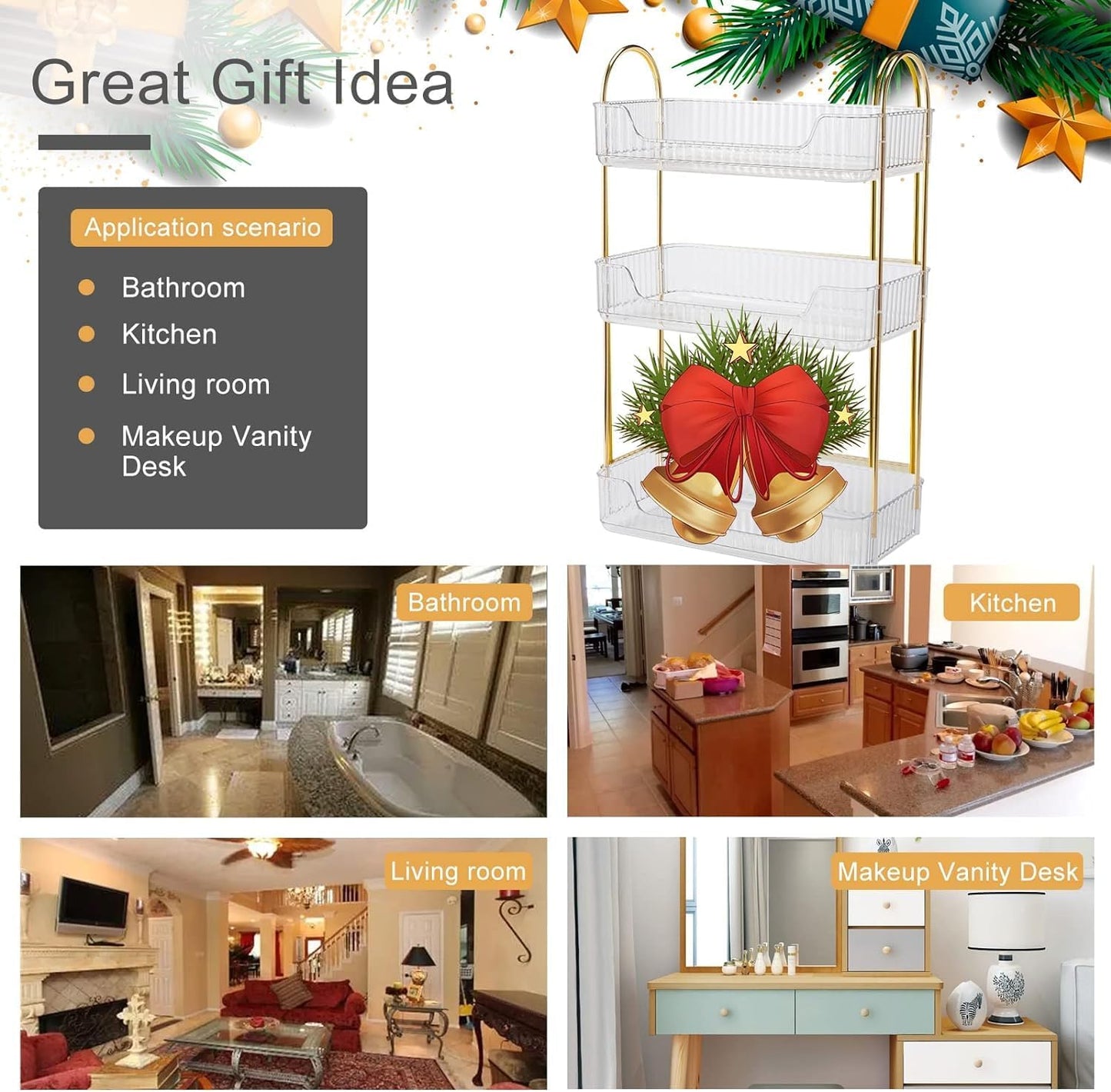 Makeup Organiser, Spinning 3 Tiers Perfume Organiser, Skincare Cosmetic Organizer, Dressing Table Organiser for Lipsticks,Jewelery, Brush, Vanity Desk, Bedroom (White, 3 Tiers)