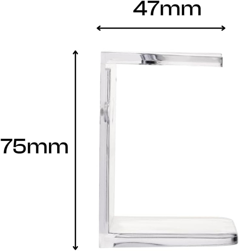 Clear Drip Stand, Hygenic and Practical Stand to Hold Shaving Brush Whilst Drying and Avoid Damage, Adhesive Element to Stick to Bathroom Tiles or Cabinet, Compact Design